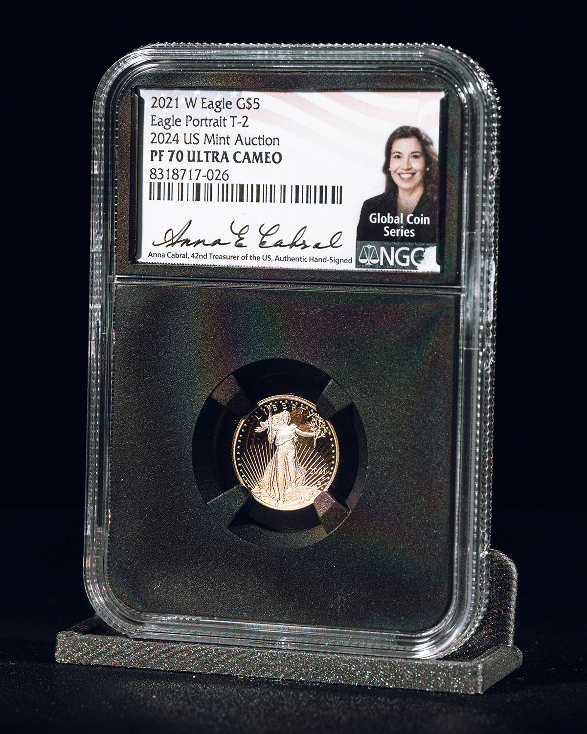 2021 $5 W Eagle | Eagle Portrait T-2 2024 US Mint Auction PF70 Ultra Cameo | Anna Cabral Autographed