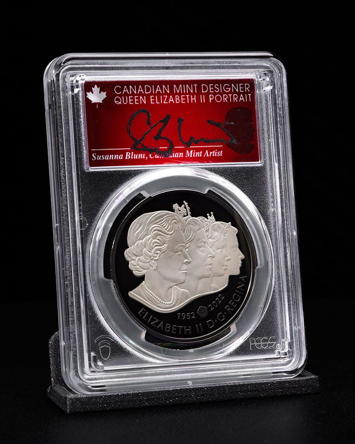 2022 $20 Canada Queens Royal Cypher | Matte Black Rhodium First Day of Issue PCGS PR70 | Susanna Blunt Autographed