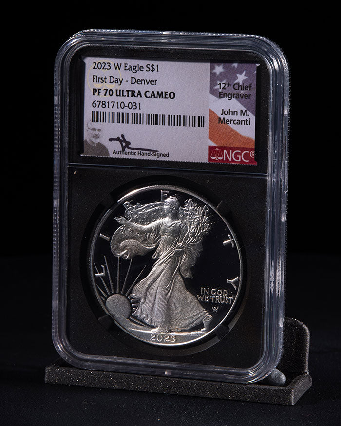 2023 3 pc Silver Eagle "City Set" | First Day PR70 NGC | John Mercanti Autographed