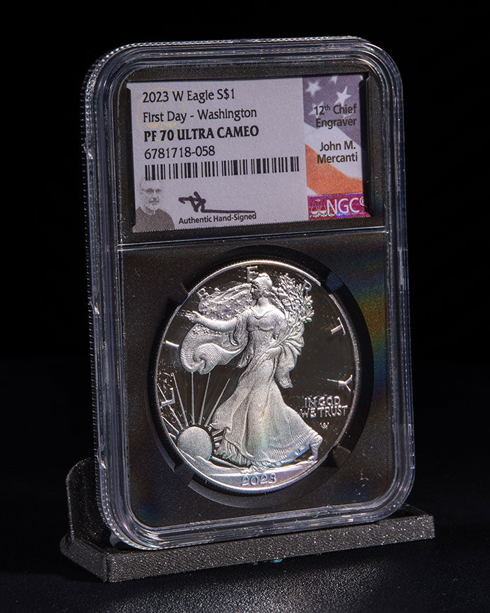 2023 3 pc Silver Eagle "City Set" | First Day PR70 NGC | John Mercanti Autographed