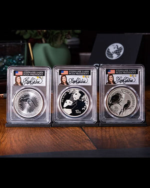 2023 3pc Silver Global Coin Set | MS70 PCGS | Stephanie Sabin Autographed