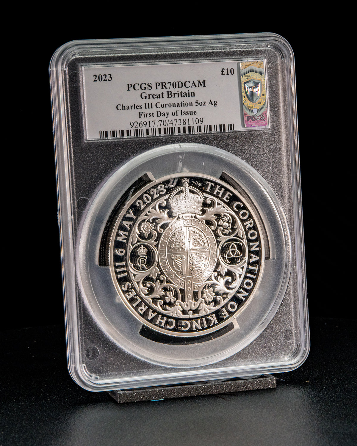 2023 5 oz Great Britain Charles III Coronation | First Day of Issue PCGS PR70 Deep Cameo | Susanna Blunt Autographed