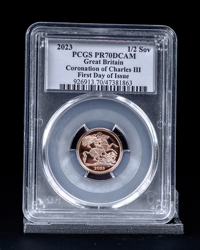 2023 4pc Coronation of Charles III Au Set | First Day of Issue PCGS PR70 Deep Cameo | Susanna Blunt Autographed