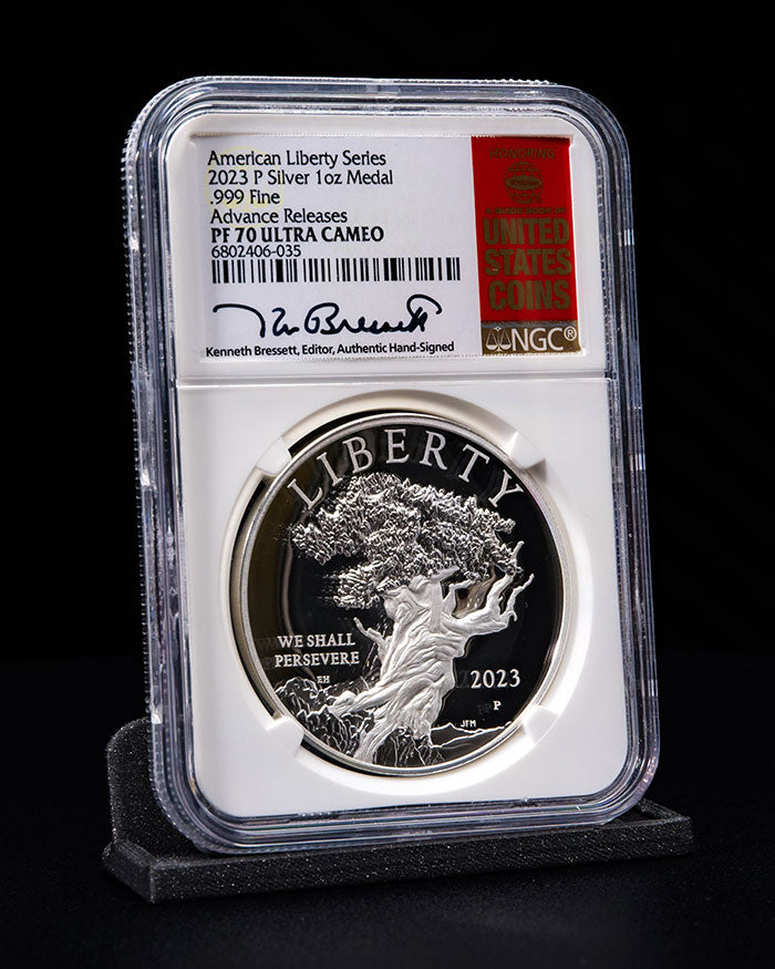 2023 P American Liberty Series 1oz Medal | Advance Releases PF70 Ultra Cameo | Kenneth Bressett Autographed