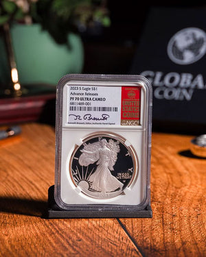2023 "S" Silver Eagle | Advanced Releases NGC PR70 Ultra Cameo | Kenneth Bressett Autographed