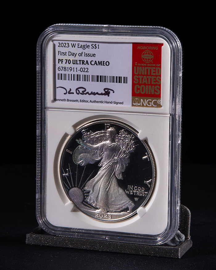 2023 Silver Eagle | First Day of Issue PR70 NGC | Kenneth Bressett Autographed