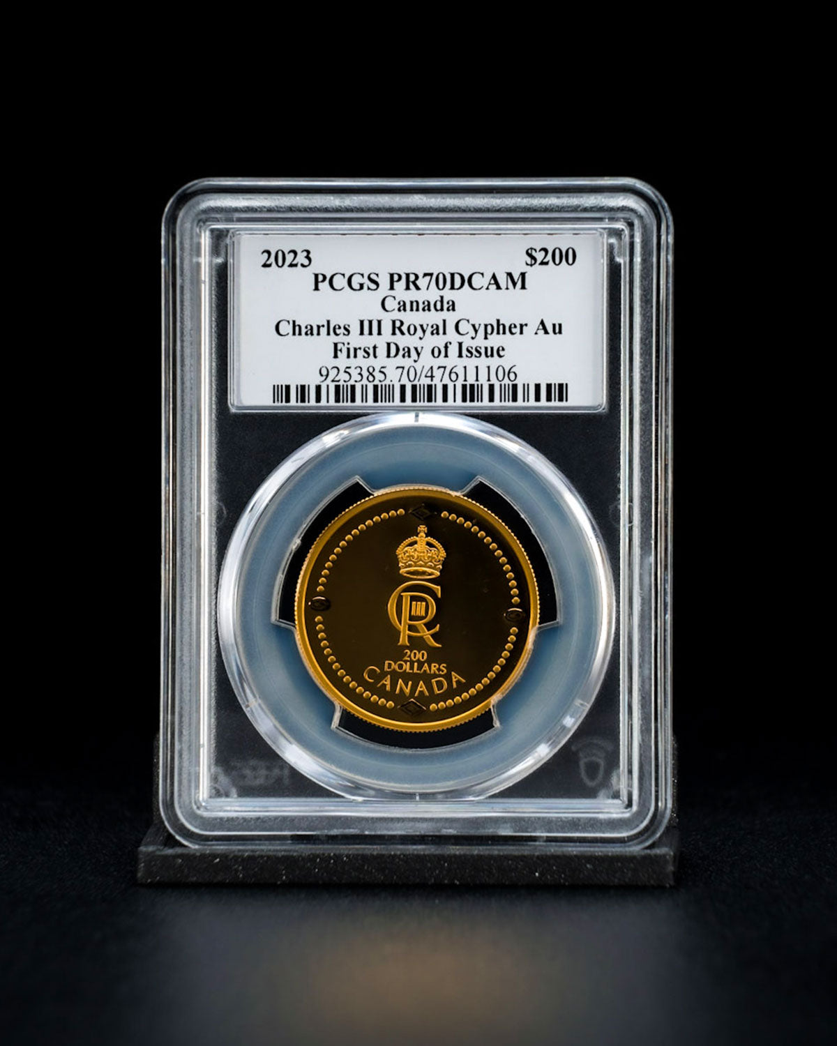 2023 $200 Canada Charles III Royal Cypher Au | First Day of Issue PCGS PR70 DCAM | Susanna Blunt Autographed