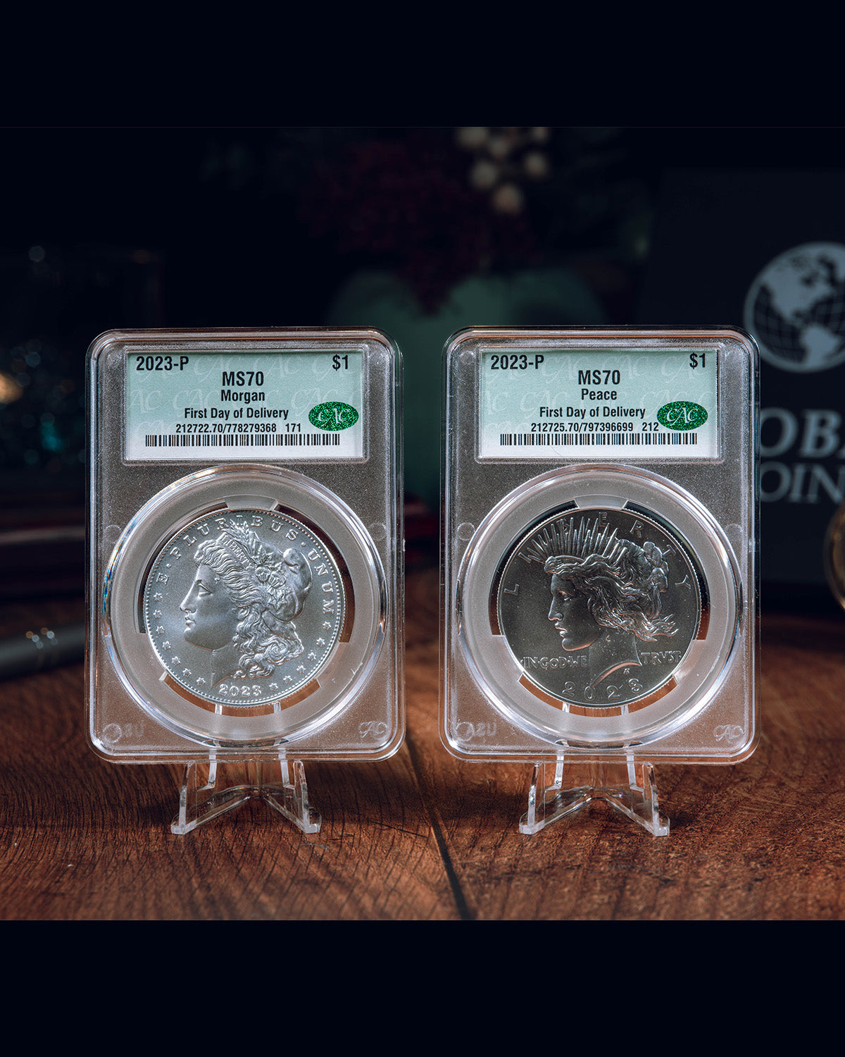 2023-P $1 Morgan and Peace Dollar Set | First Day of Delivery MS70 CAG Certified