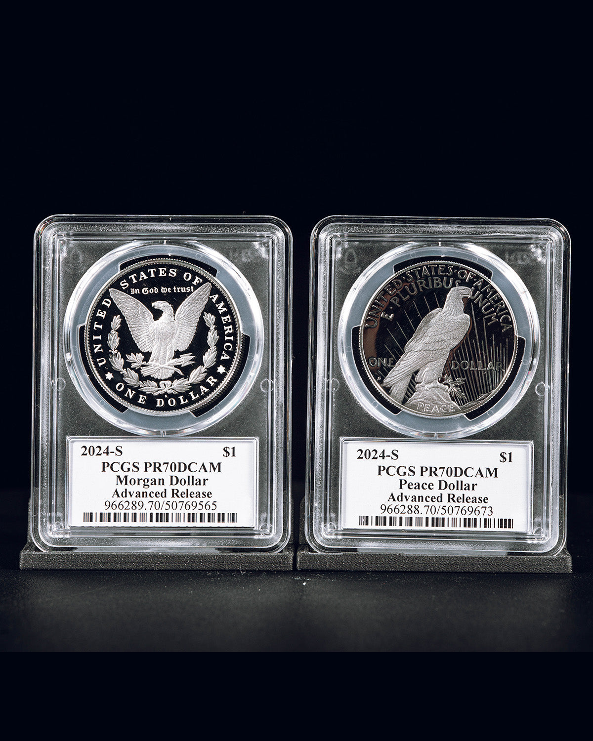 2024-S $1 Morgan and Peace Dollar Set | Advanced Release PCGS PR70 Deep Cameo | Stephanie Sabin Autographed