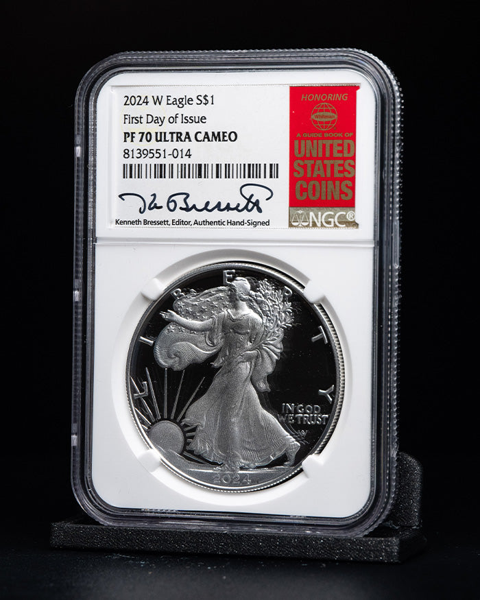 2024 W 1 Silver Eagle First Day of Issue NGC PR70 Ultra Cameo Ken