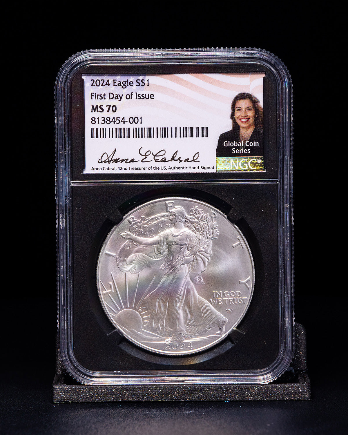 2024 $1 Silver Eagle | First Day of Issue Global Coin Series NGC MS70 | Anna Cabral Autographed