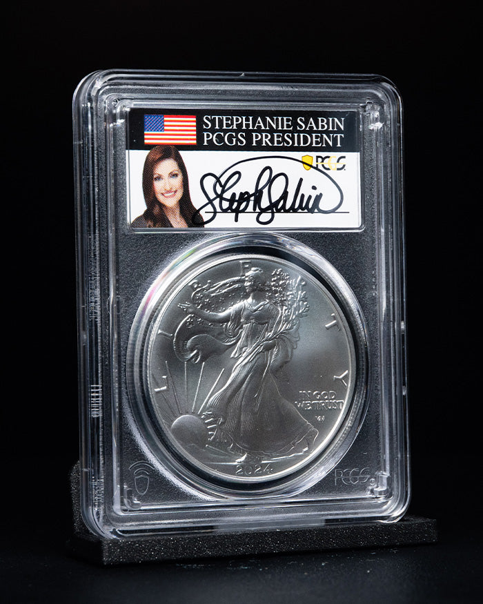 2024 $1 Silver Eagle | First Day of Issue PCGS MS70 | Stephanie Sabin Autographed