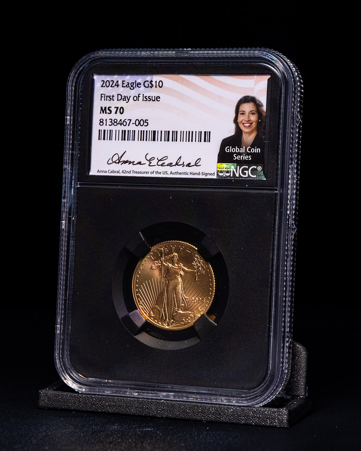 2024 $10 Gold Eagle | First Day of Issue Global Coin Series NGC MS70 | Anna Cabral Autographed