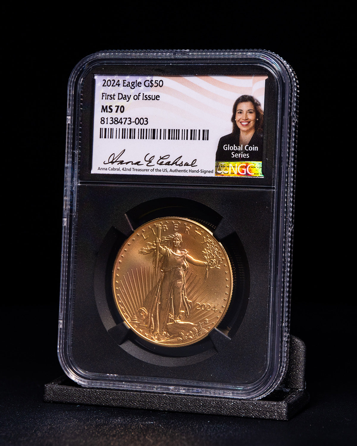 2024 $50 Gold Eagle | First Day of Issue Global Coin Series NGC MS70 | Anna Cabral Autographed
