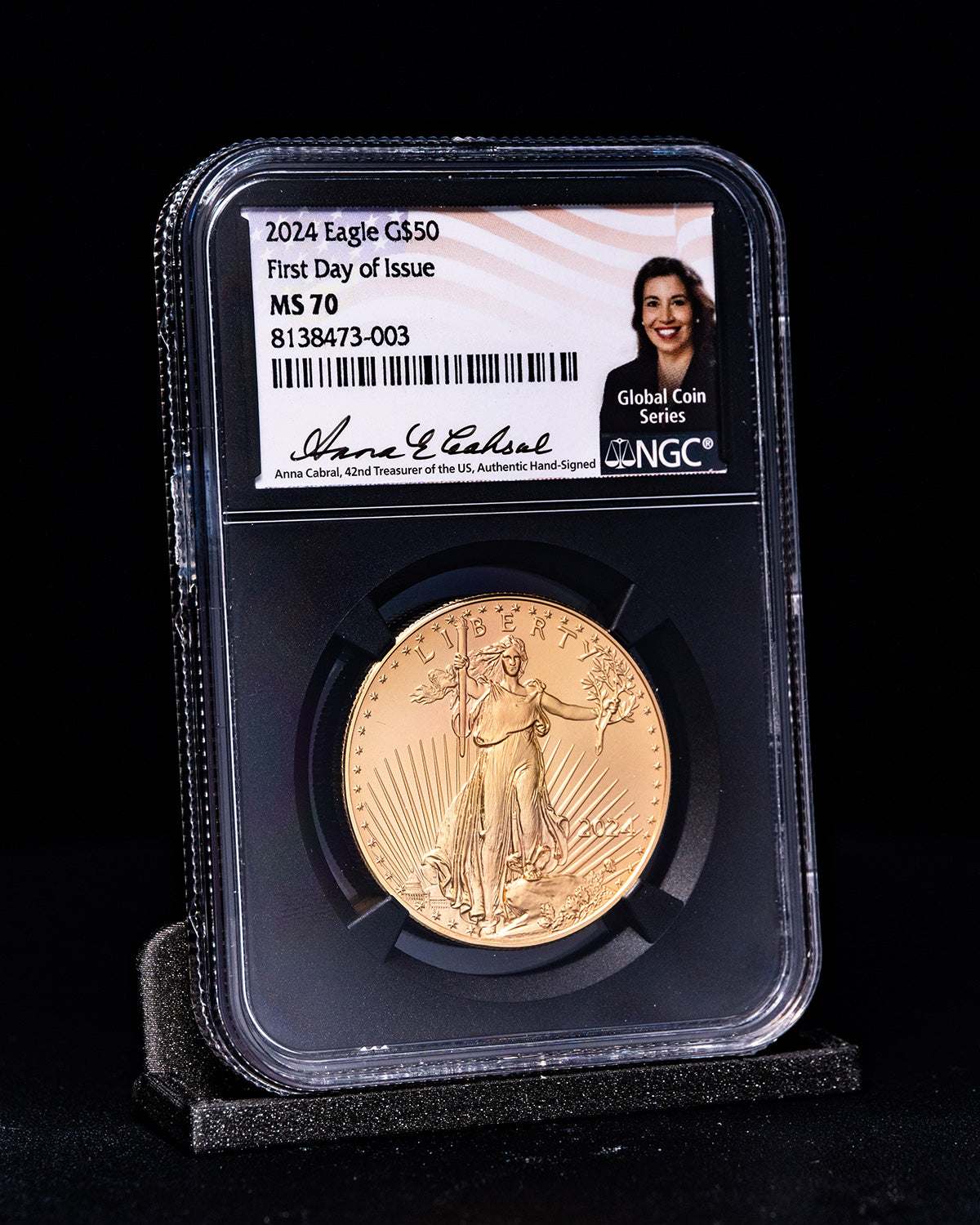 2024 $50 Gold Eagle | First Day of Issue Global Coin Series NGC MS70 | Anna Cabral Autographed
