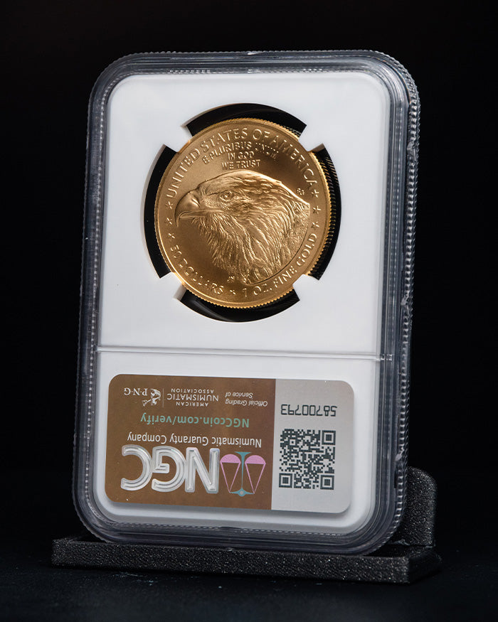 2024 $50 Gold Eagle | First Day of Issue NGC MS70 | Kenneth Bressett Autographed