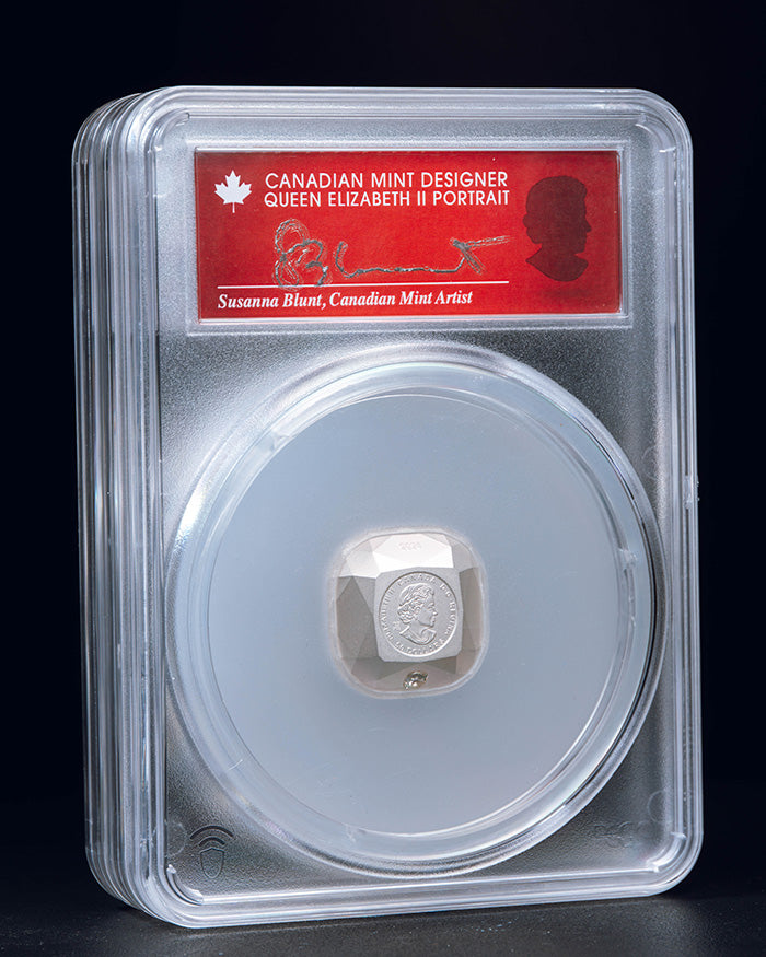 2024 Burnished Silver Ideal Cushion Diamond | First Day of Issue PCGS SP70 | Susanna Blunt Autographed