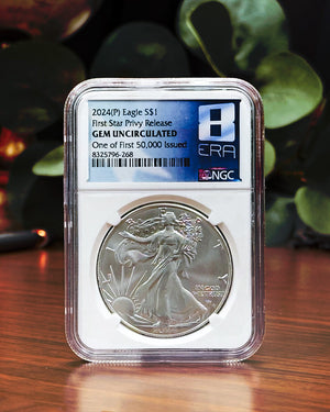 2024 (P) 1 oz Silver Eagle | First Star Privy Release NGC Gem Uncirculated | One of First 50,000 Issued