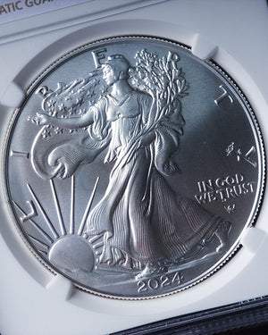 2024 Silver Eagle | Mint Error MS69 Obverse Struck Thru