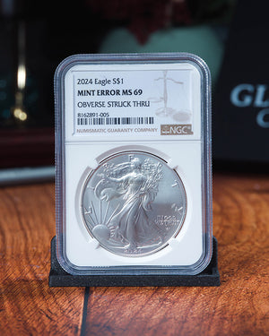 2024 Silver Eagle | Mint Error MS69 Obverse Struck Thru