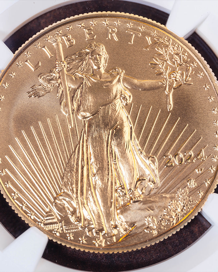 2024 W Burnished Gold Eagle | Advance Releases MS70 | Kenneth Bressett Autographed