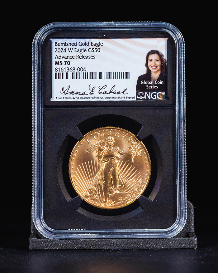 2024 W Burnished Gold Eagle | Advance Releases MS70 "Global Coin Series" | Anna Cabral Autographed