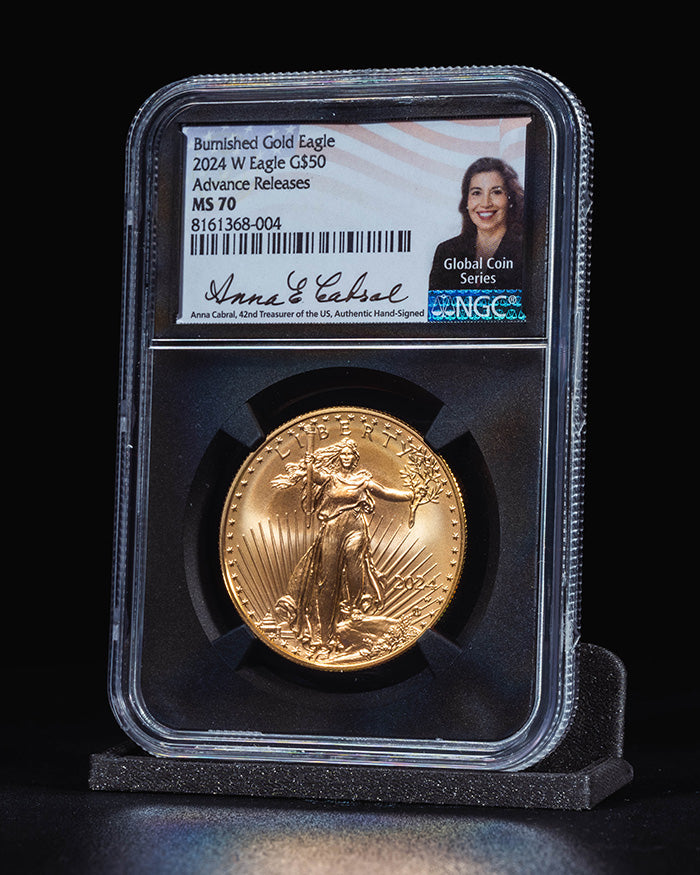 2024 W Burnished Gold Eagle | Advance Releases MS70 "Global Coin Series" | Anna Cabral Autographed