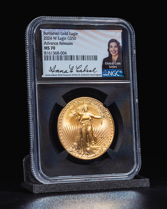 2024 W Burnished Gold Eagle | Advance Releases MS70 "Global Coin Series" | Anna Cabral Autographed