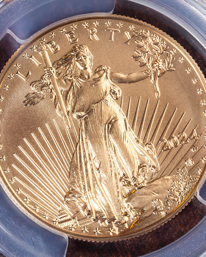 2024 W Burnished Gold Eagle | Advance Releases SP70 | Stephanie Sabin Autographed