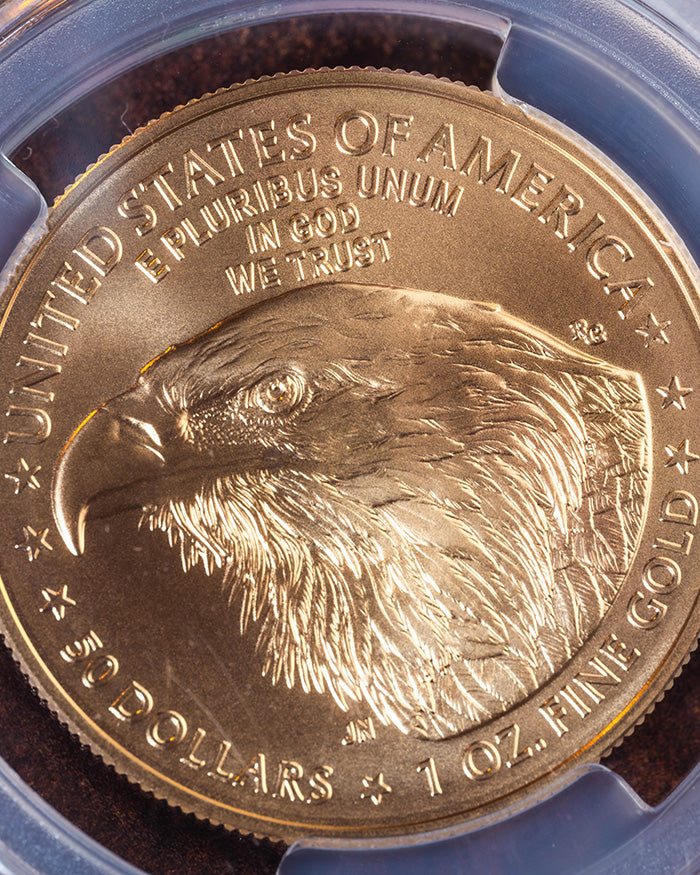 2024 W Burnished Gold Eagle | Advance Releases SP70 | Stephanie Sabin Autographed