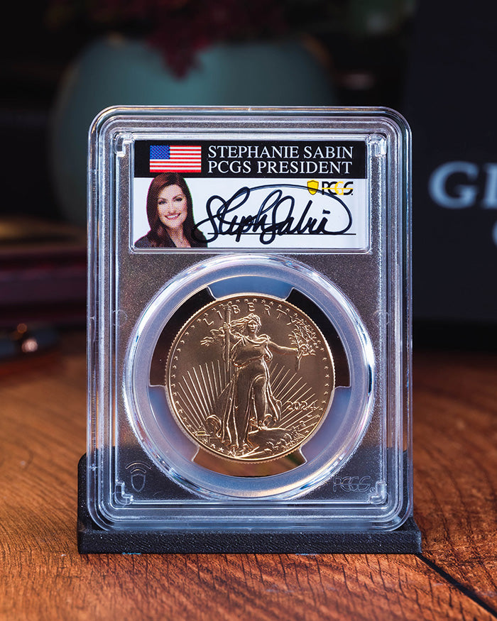 2024 W Burnished Gold Eagle | Advance Releases SP70 | Stephanie Sabin Autographed