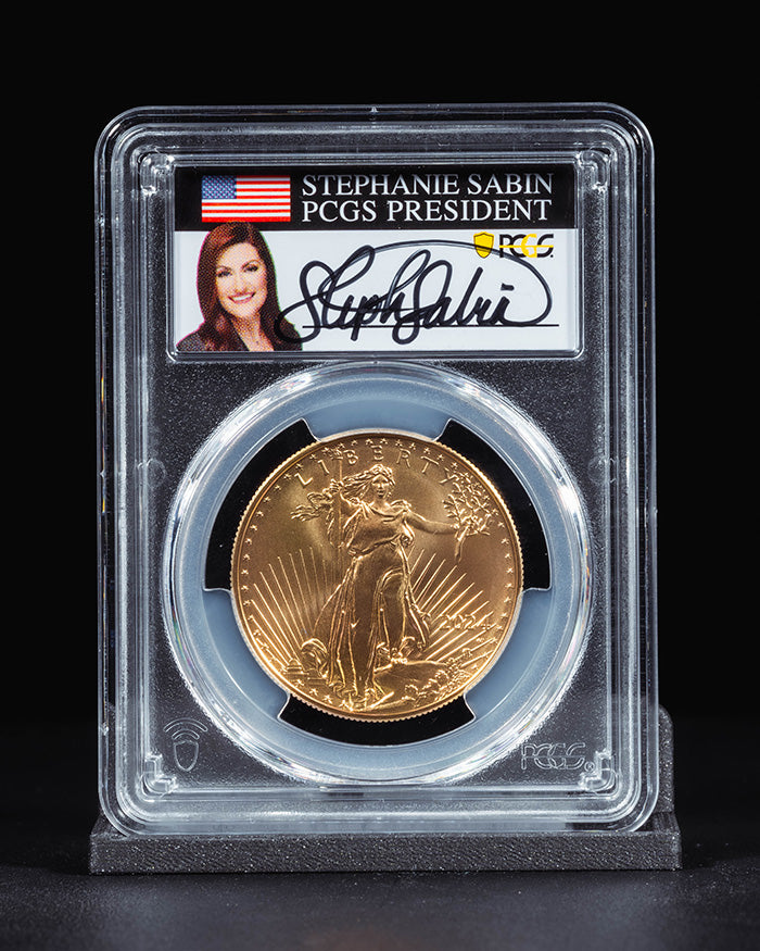 2024 W Burnished Gold Eagle | Advance Releases SP70 | Stephanie Sabin Autographed