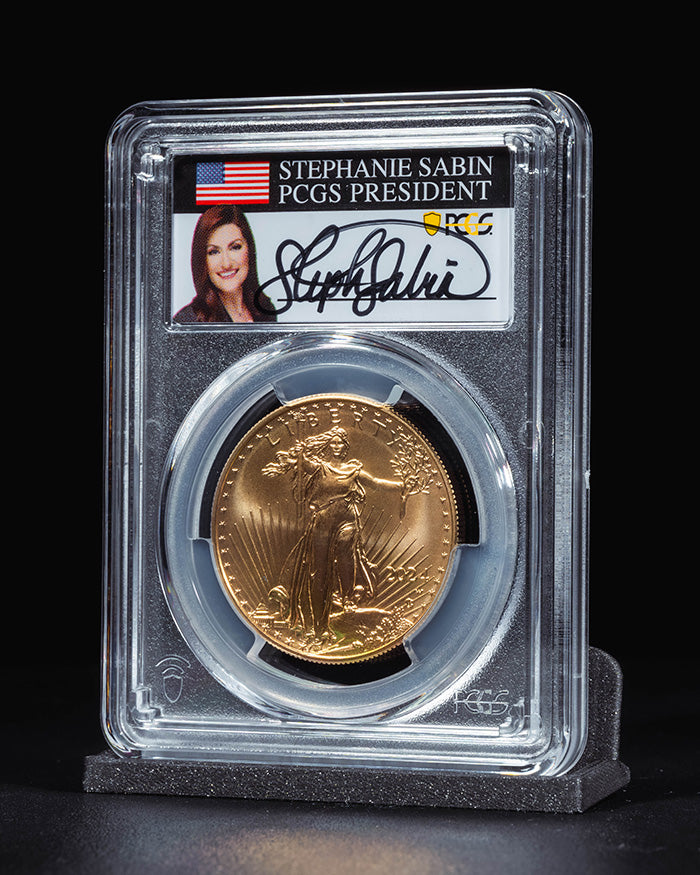 2024 W Burnished Gold Eagle | Advance Releases SP70 | Stephanie Sabin Autographed