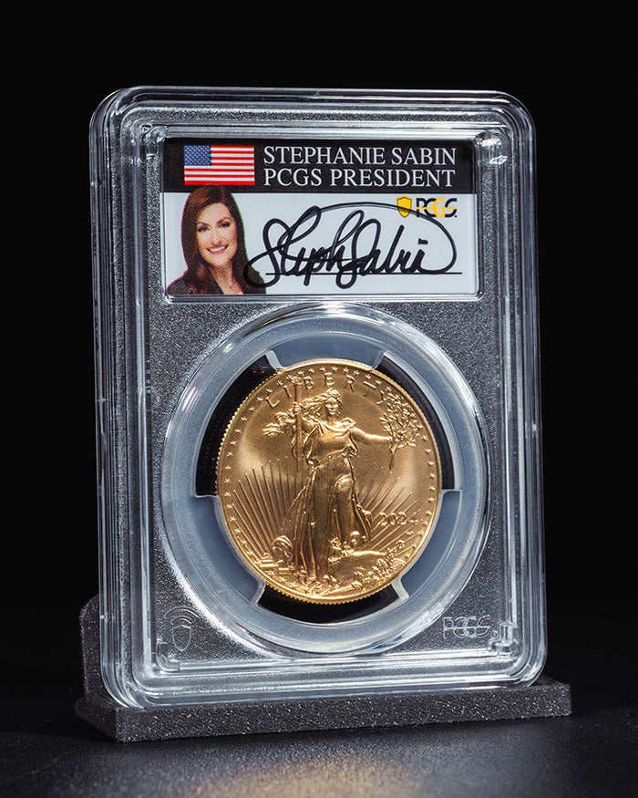 2024 W Burnished Gold Eagle | Advance Releases SP70 | Stephanie Sabin Autographed