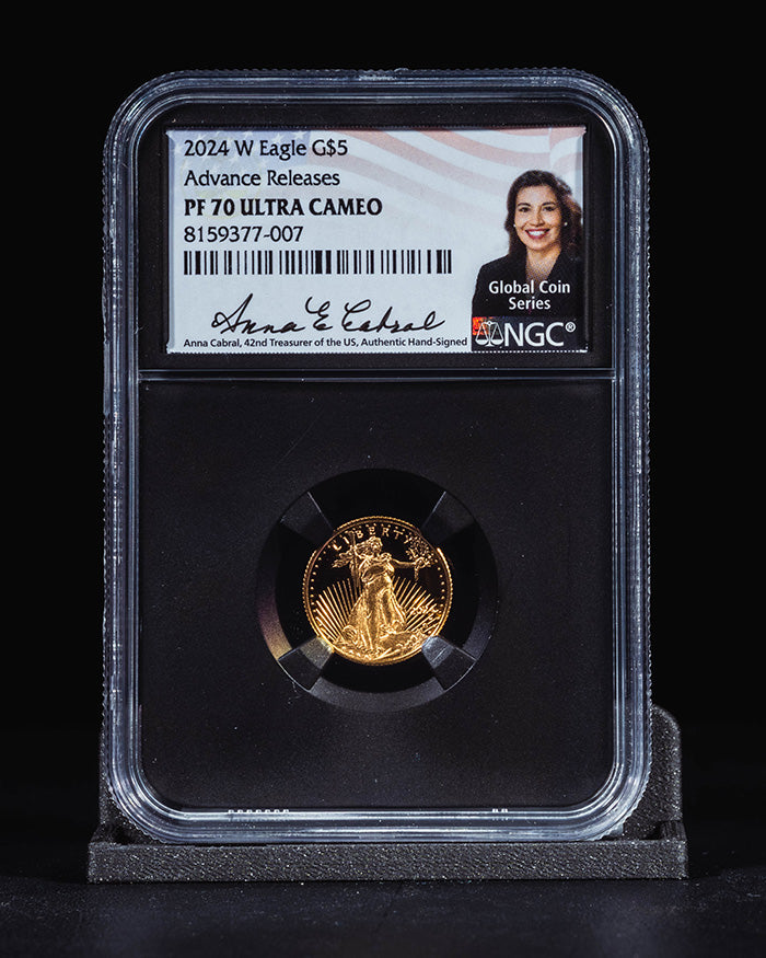 2024 W $5 Gold Eagle | Advance Releases PF70 Ultra Cameo "Global Coin Series" | Anna Cabral Autographed