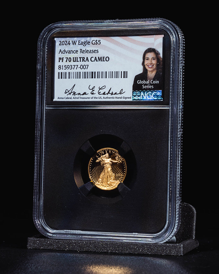 2024 W $5 Gold Eagle | Advance Releases PF70 Ultra Cameo "Global Coin Series" | Anna Cabral Autographed