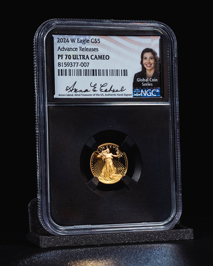 2024 W $5 Gold Eagle | Advance Releases PF70 Ultra Cameo "Global Coin Series" | Anna Cabral Autographed