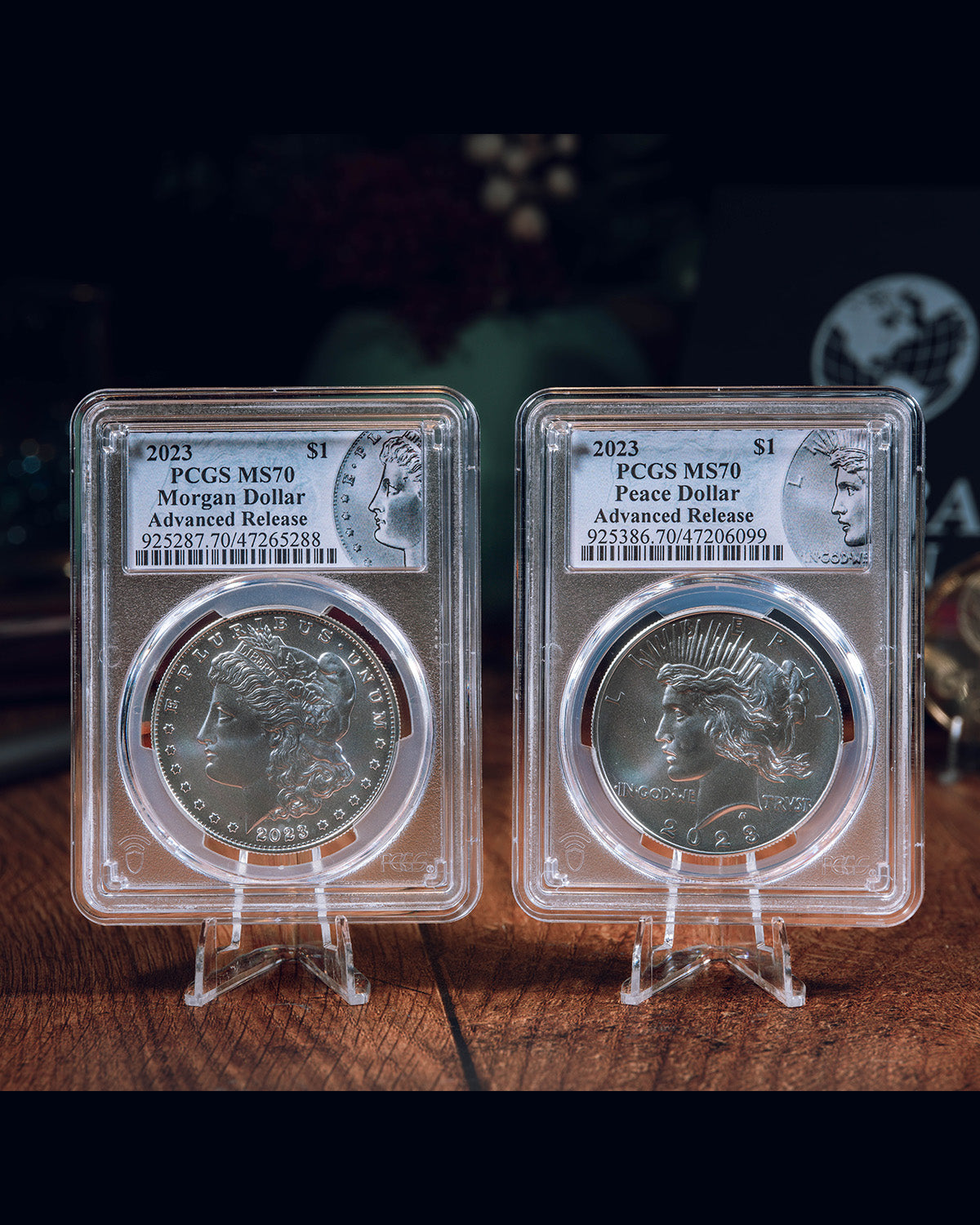 2023 $1 Morgan and Peace Set | Advanced Release PCGS MS70