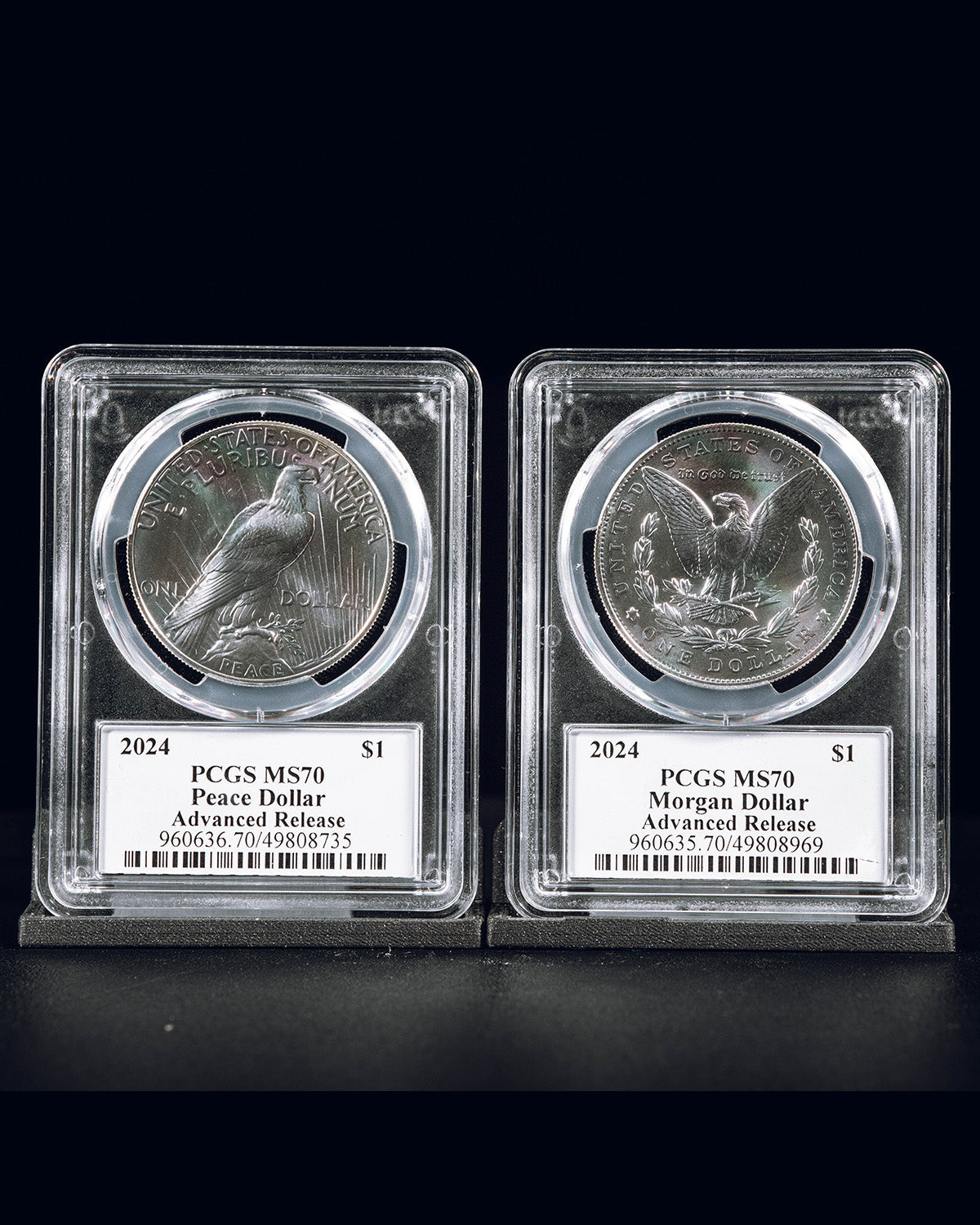 2024 $1 Morgan and Peace Dollar Set | Advanced Release PCGS MS70 | Stephanie Sabin Autographed