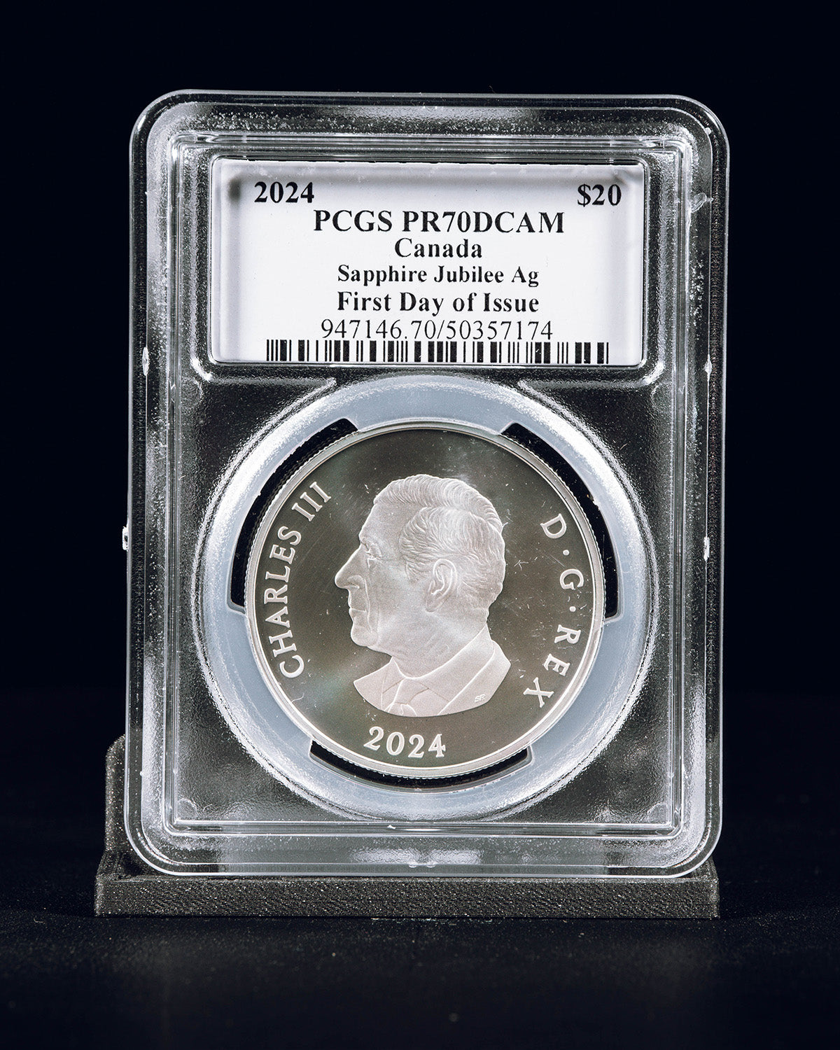 2024 $20 Canada Sapphire Jubilee Ag | First Day of Issue PCGS PR70 Deep Cameo | Steven Rosati Autographed