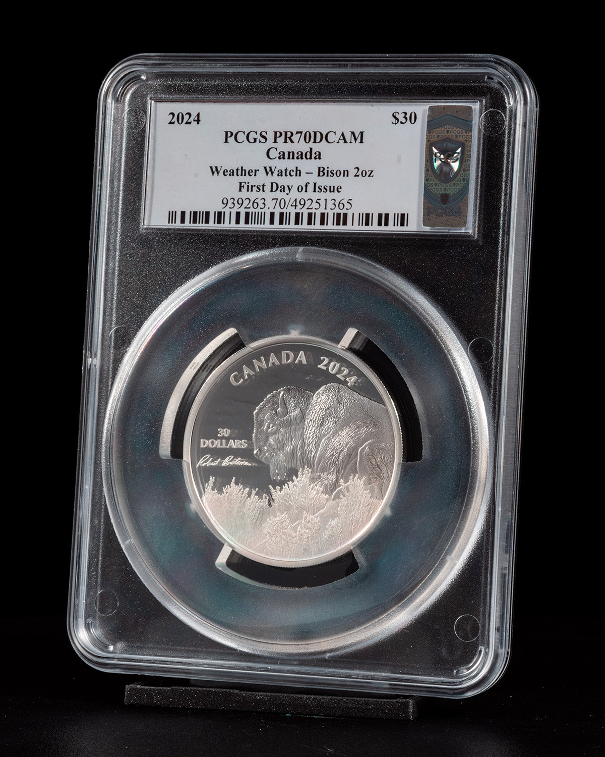 2024 2oz $30 Canada Weather Watch Bison | First Day of Issue PCGS PR70 Deep Cameo | Susanna Blunt Autographed