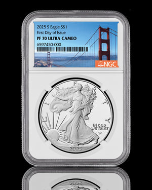2025-S American Silver Eagle | First Day of Issue NGC Certified PF70 Ultra Cameo