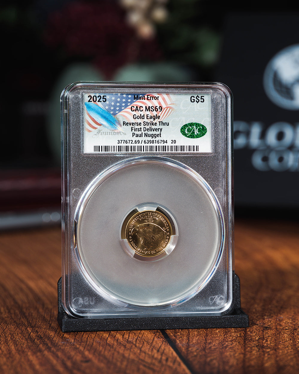 2025 1/10 oz $5 Gold Eagle | Reverse Strike Thru First Delivery CAC MS69 | Paul Nugget