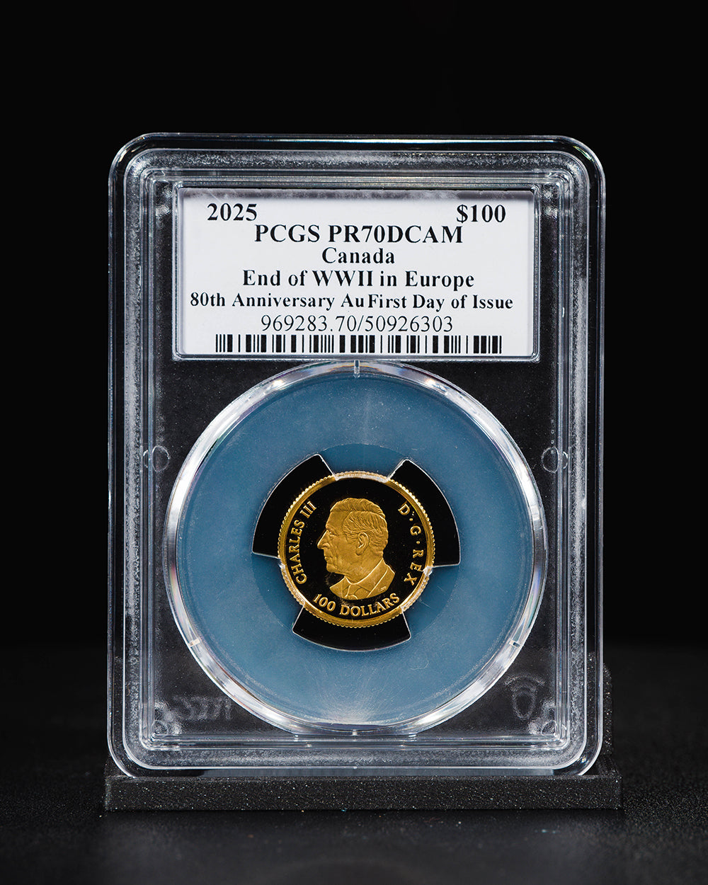 2025 $100 Gold Canada End of WWII in Europe 80th Anniversary | First Day of Issue PR70 Deep Cameo | Steven Rosati Autograph