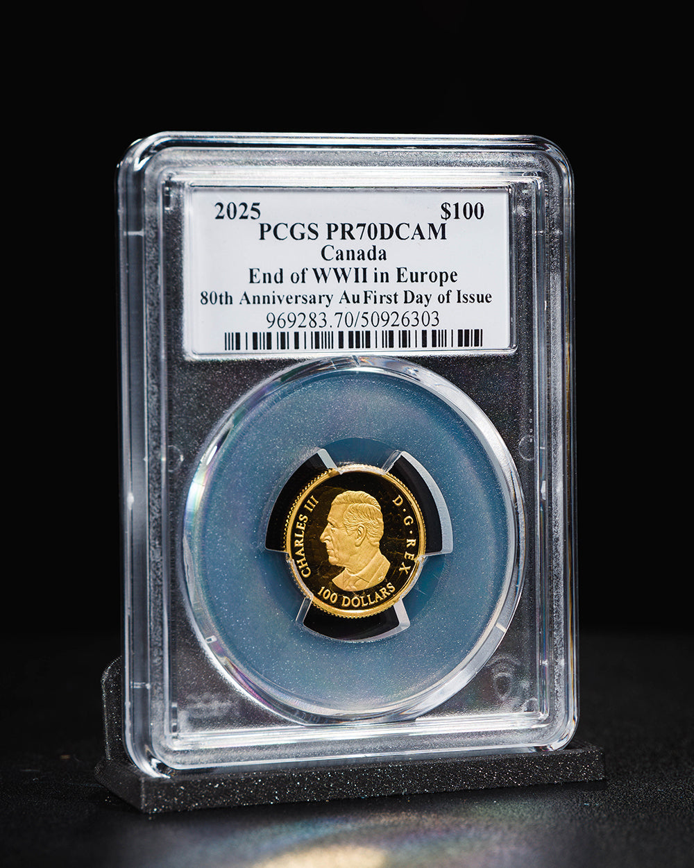 2025 $100 Gold Canada End of WWII in Europe 80th Anniversary | First Day of Issue PR70 Deep Cameo | Steven Rosati Autograph