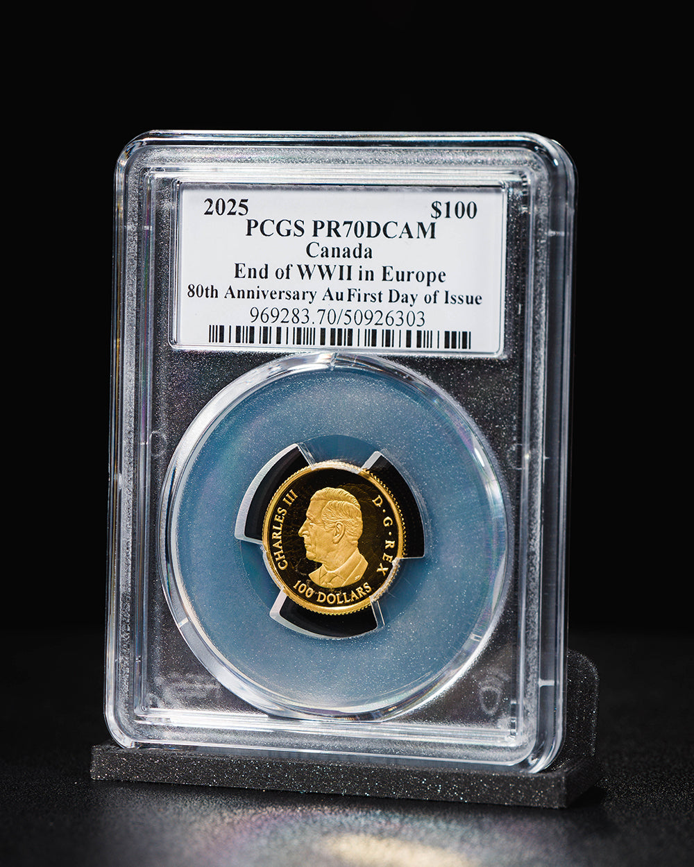 2025 $100 Gold Canada End of WWII in Europe 80th Anniversary | First Day of Issue PR70 Deep Cameo | Steven Rosati Autograph