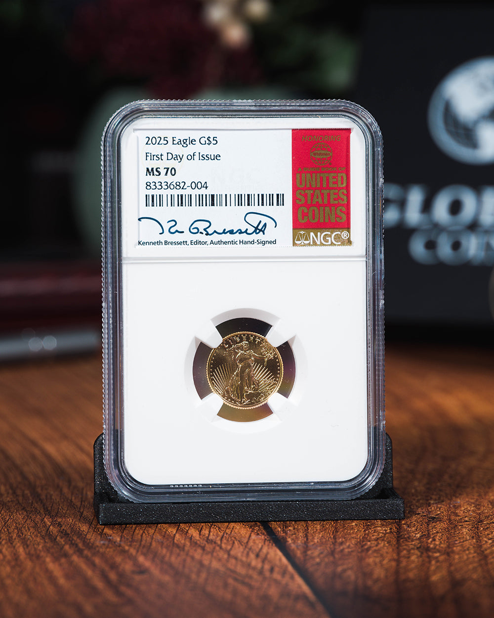 2025 $5 Gold Eagle | First Day of Issue NGC MS70 | Kenneth Bressett Autographed