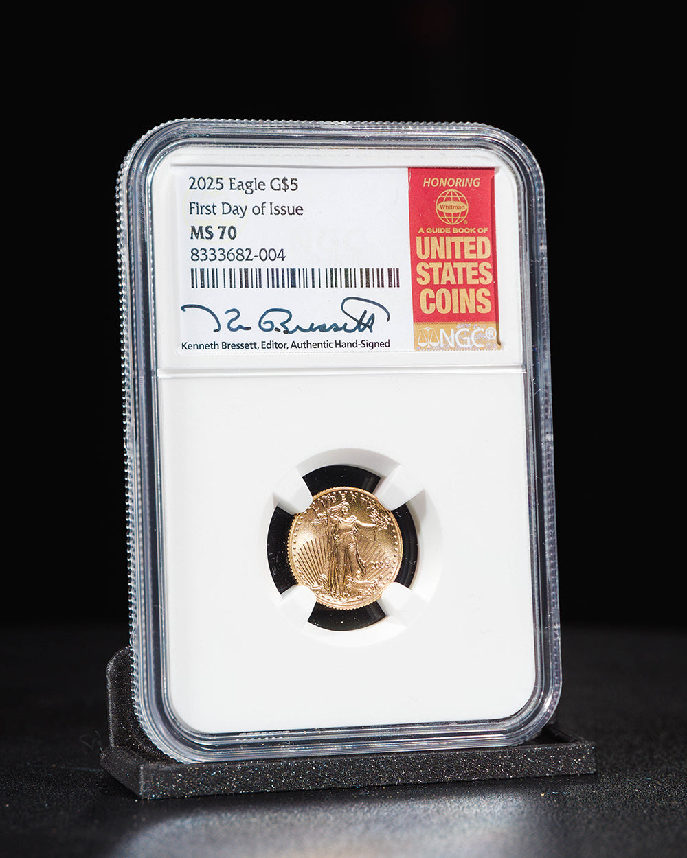 2025 $5 Gold Eagle | First Day of Issue NGC MS70 | Kenneth Bressett Autographed