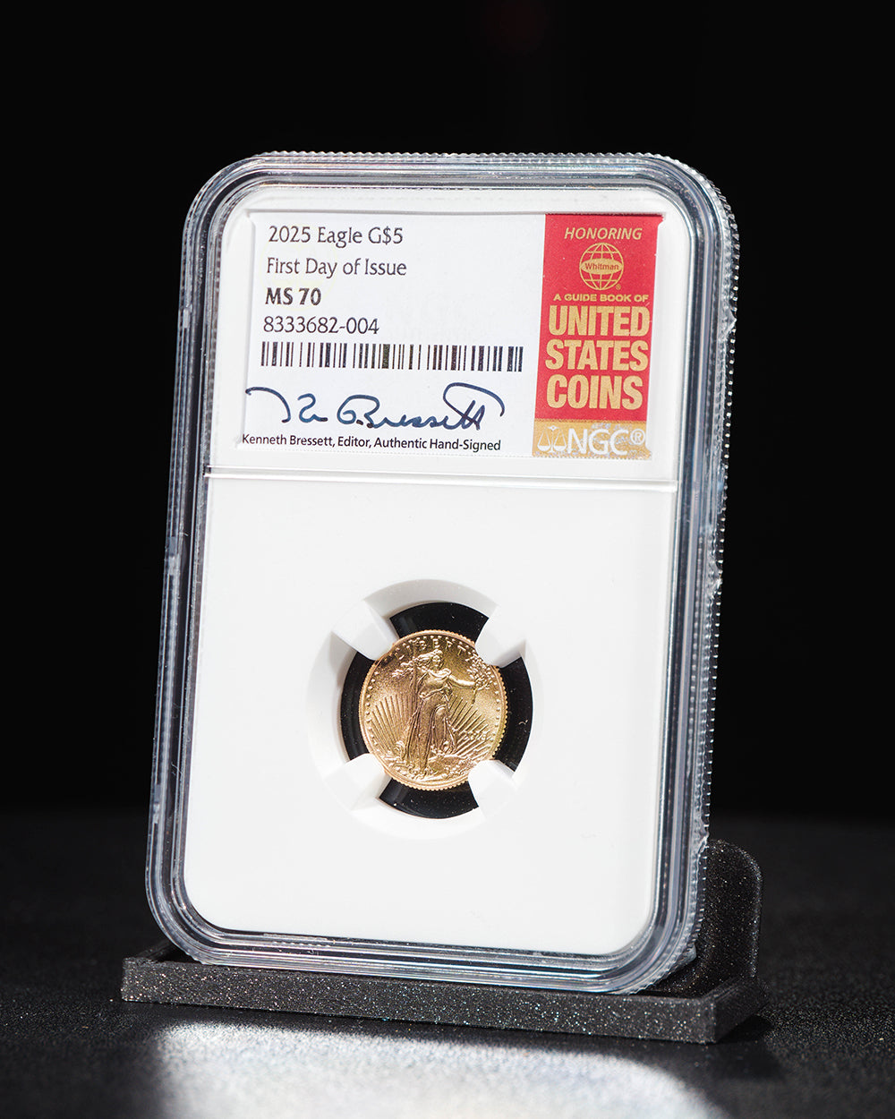 2025 $5 Gold Eagle | First Day of Issue NGC MS70 | Kenneth Bressett Autographed