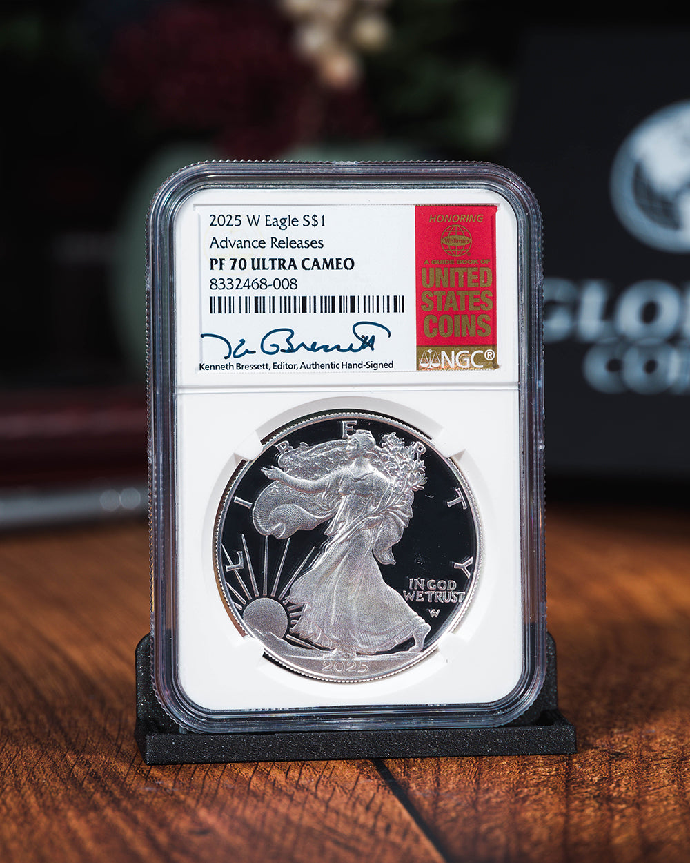 2025 W $1 Silver Eagle | Advanced Releases NGC PR70 Ultra Cameo | Kenneth Bressett Autographed